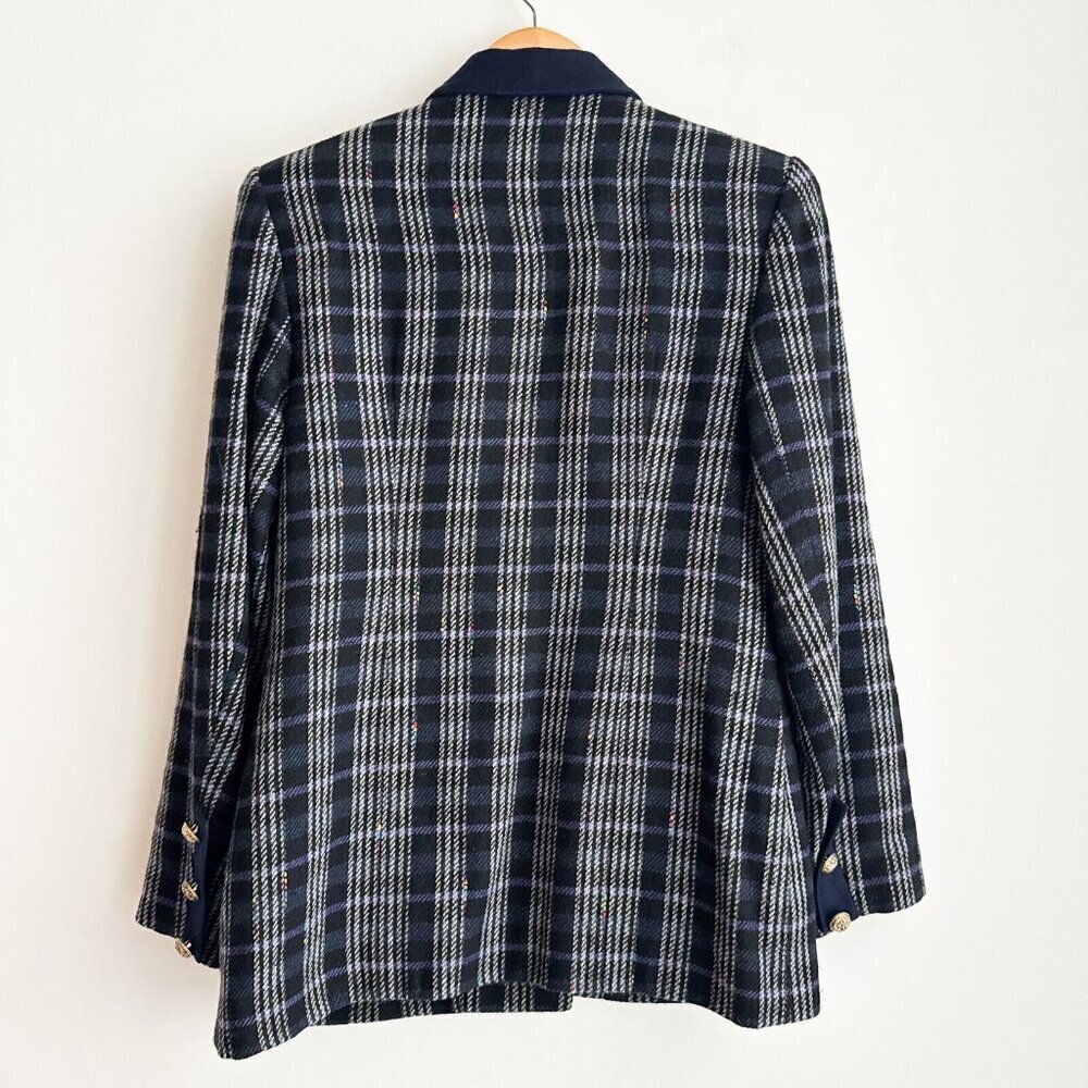 Vintage Plaid Wool Blazer with Gold ButtonsS/M - Picture 4 of 8